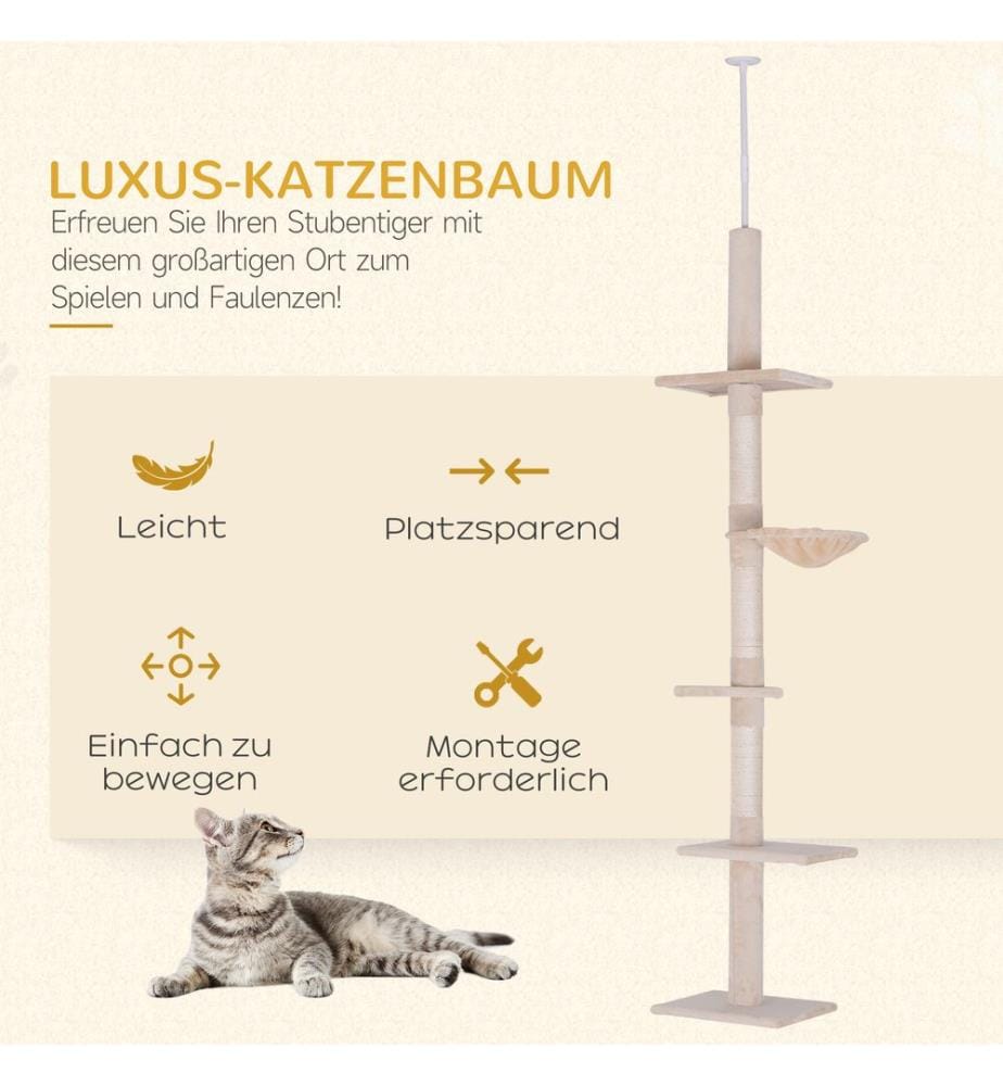 Cat tree ceiling-high height-adjustable 40x34x230-260 cm