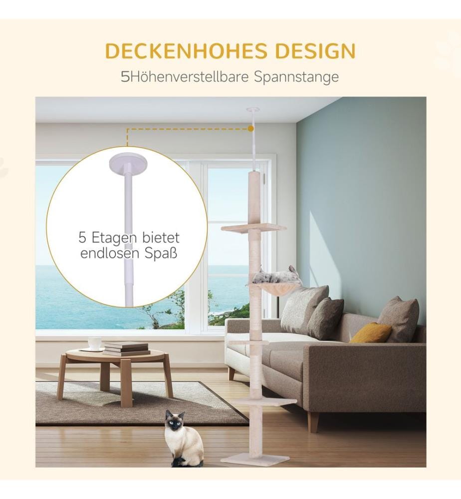 Cat tree ceiling-high height-adjustable 40x34x230-260 cm