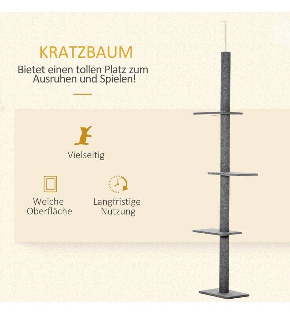 Cat tree Height-adjustable 43x27x228-260 cm