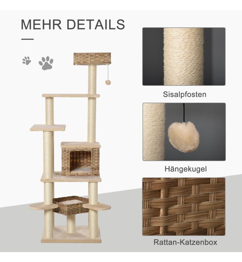 Scratching tree Climbing tree with cat cave 55x55x174 cm