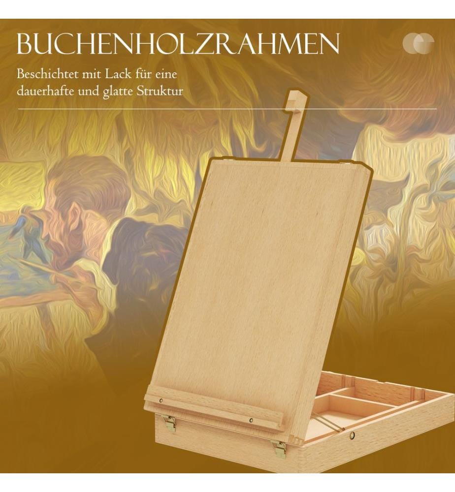 Table easel wood angle-adjustable foldable with handle & storage space