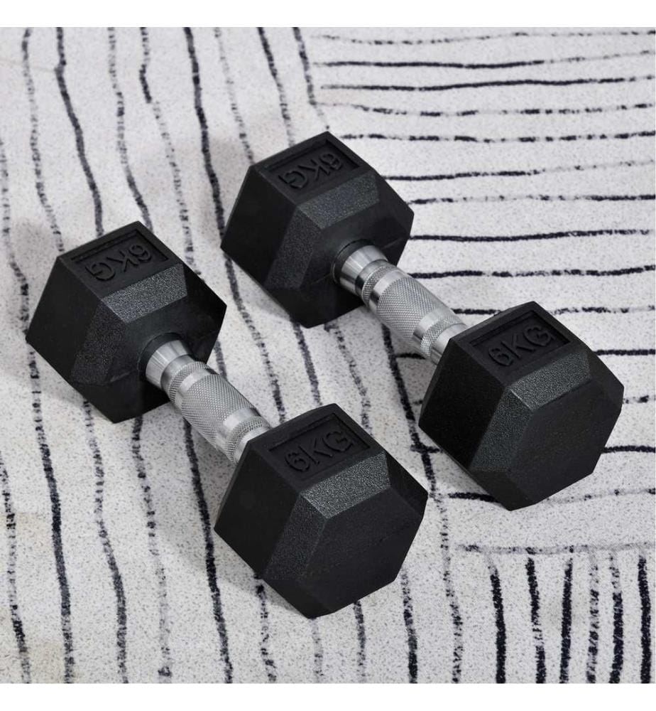 Haltères courts hexagonaux Gu mmihantel 2x 6kg noir