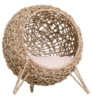 Caverne pour chats Maison pour chats avec coussin Ø52x58 cm Naturel