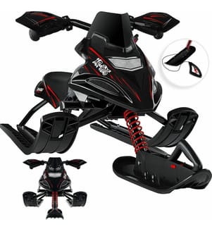 Bob sled scooter da neve con freno a pedale nero rosso
