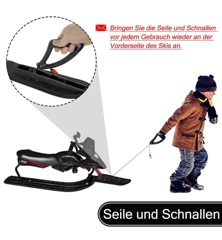 Bob sled scooter da neve con freno a pedale nero rosso