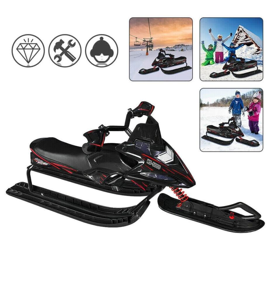 Bob sled scooter da neve con freno a pedale nero rosso