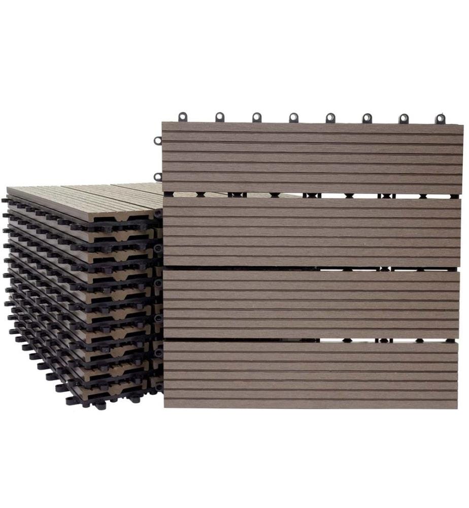 WPC Gartenfliese Rhone Holzoptik 1m2 Basis coffee linear
