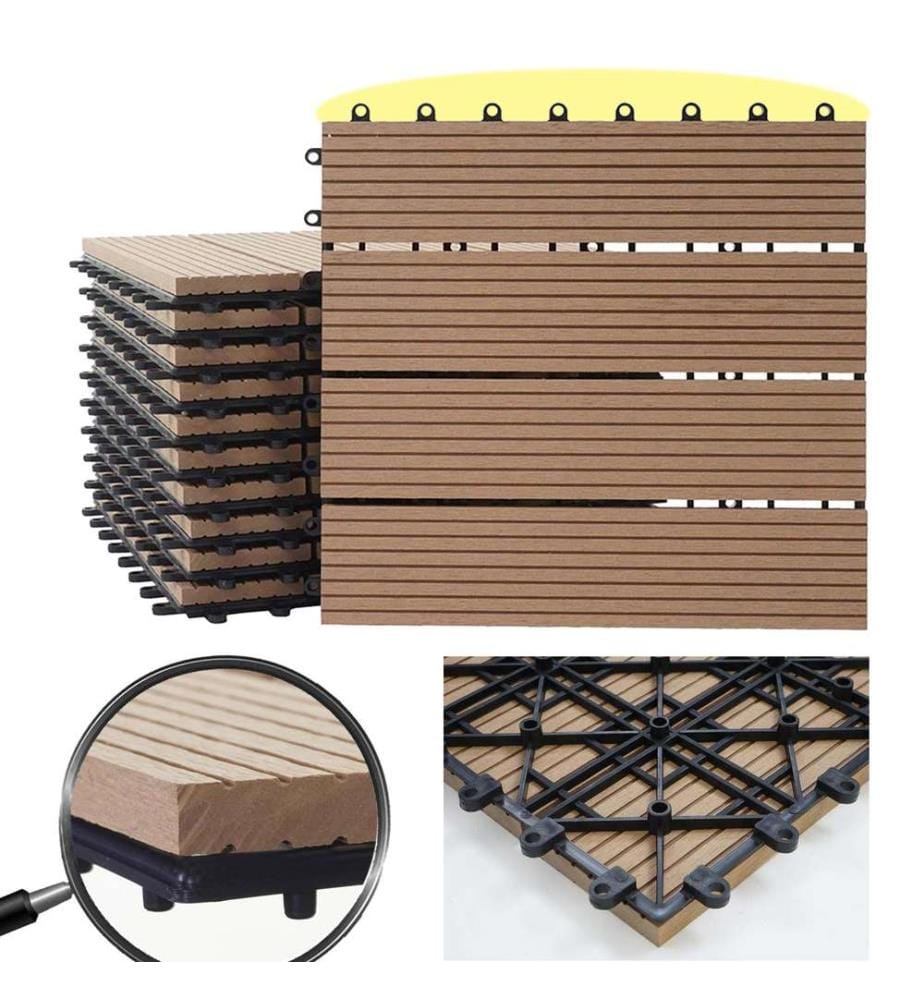 WPC Gartenfliese Rhone Holzoptik 1m2 Premium teak linear