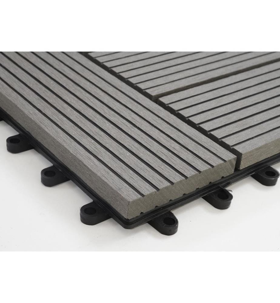WPC Gartenfliese Rhone Holzoptik 1m2 Premium grau versetzt