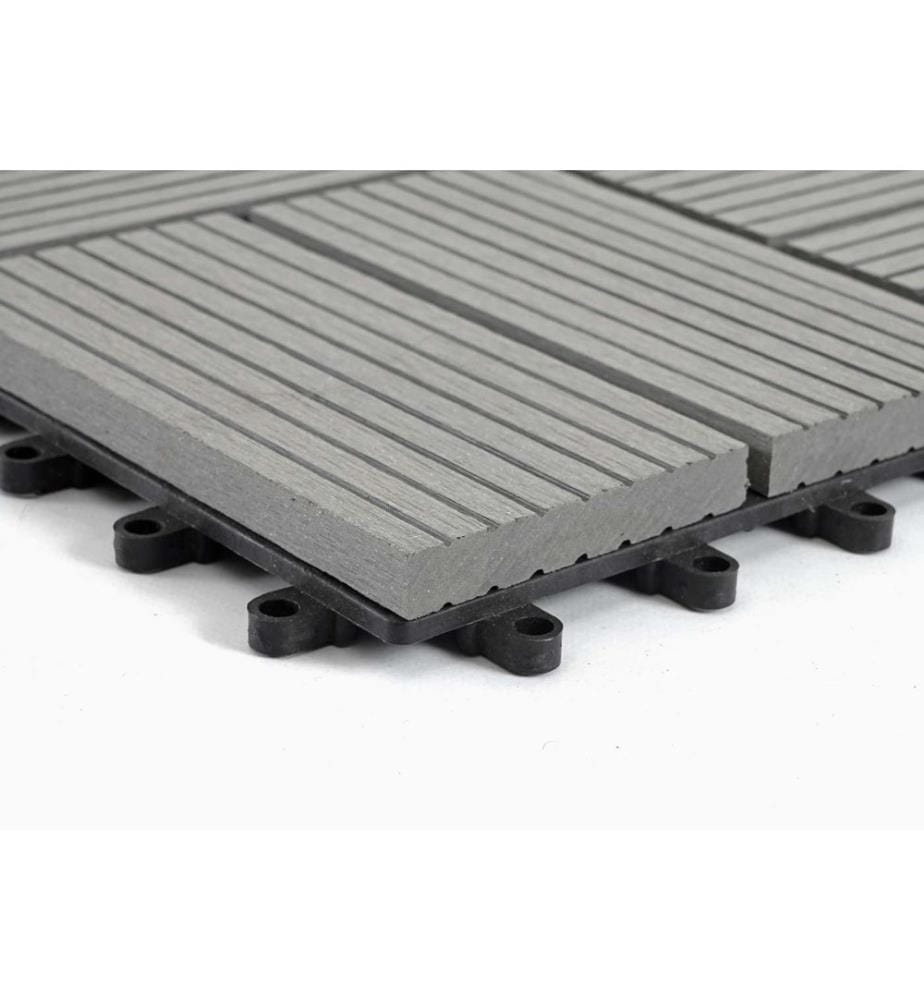 WPC Gartenfliese Rhone Holzoptik 1m2 Premium grau Vierecke