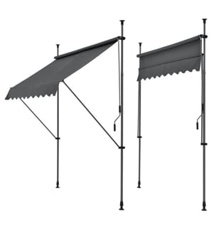 Kle mmmarkise 250x120x200-300 cm ohne Bohren Grau