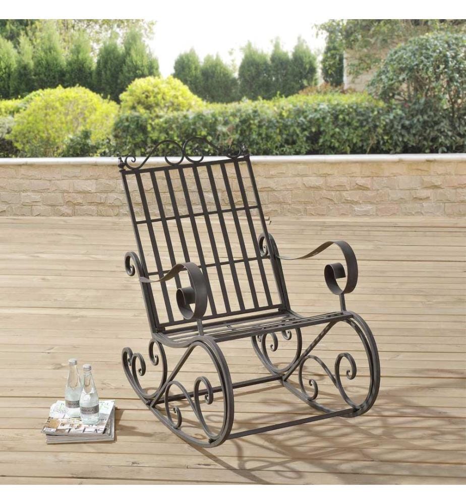 Fauteuil à bascule Geraldton 92x59x90 cm style campagnard vert