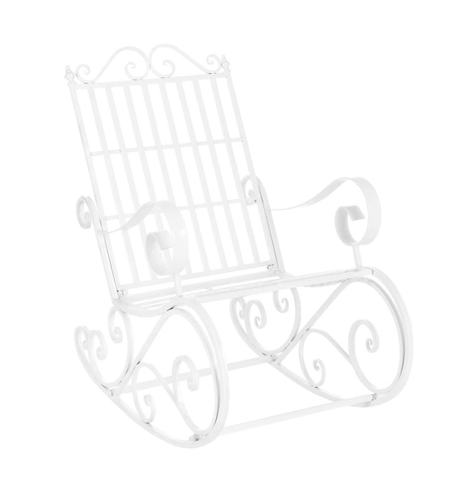 Fauteuil à bascule Geraldton 92x59x90 cm style campagnard blanc