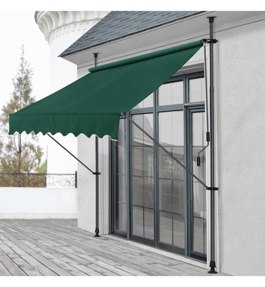 Kle mmmarkise 300x120x200-300 cm ohne Bohren Dunkelgrün