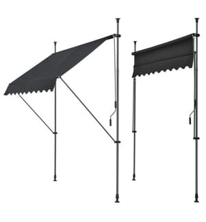Kle mmmarkise 350x120x200-300 cm sans percer Noir