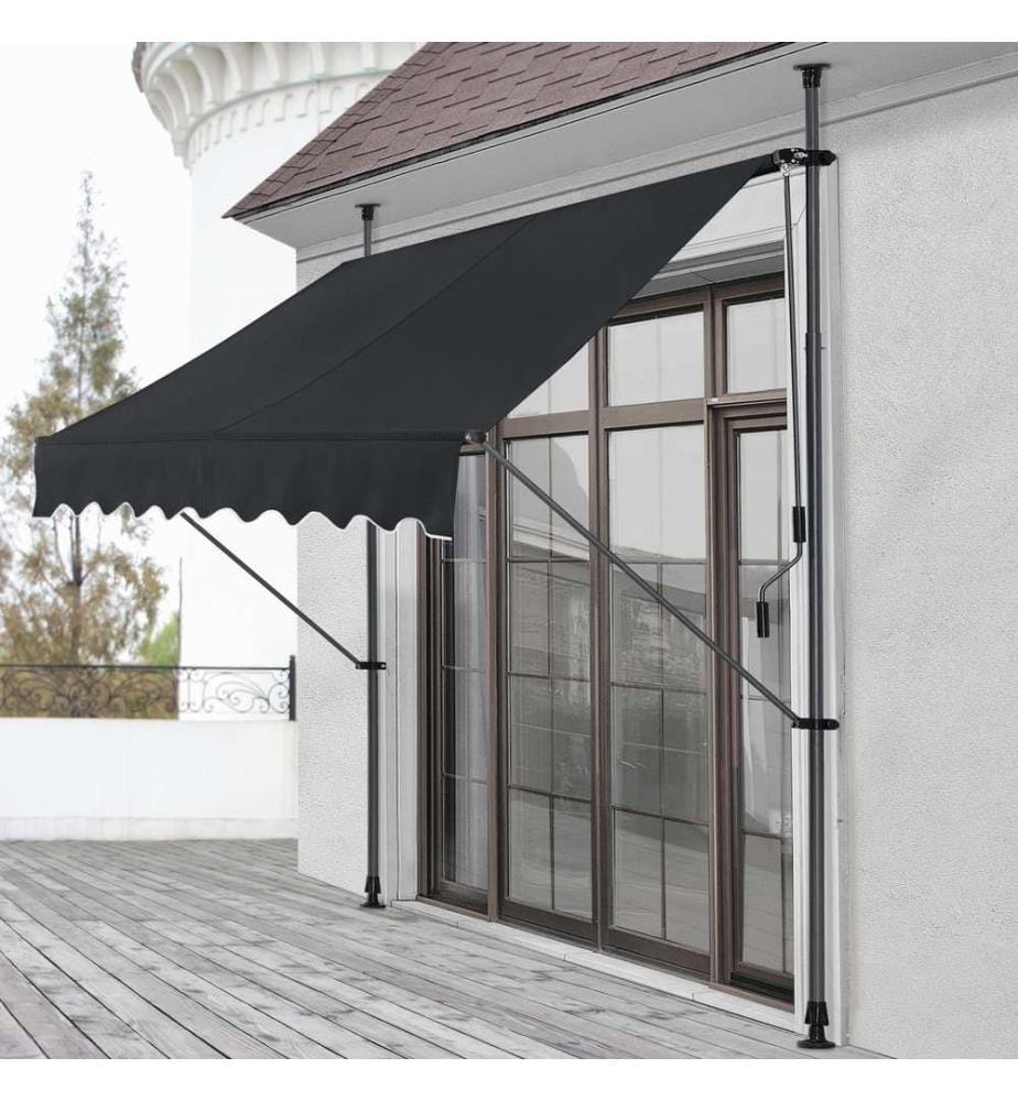 Small awning 400x120x200-300 cm without drilling Black