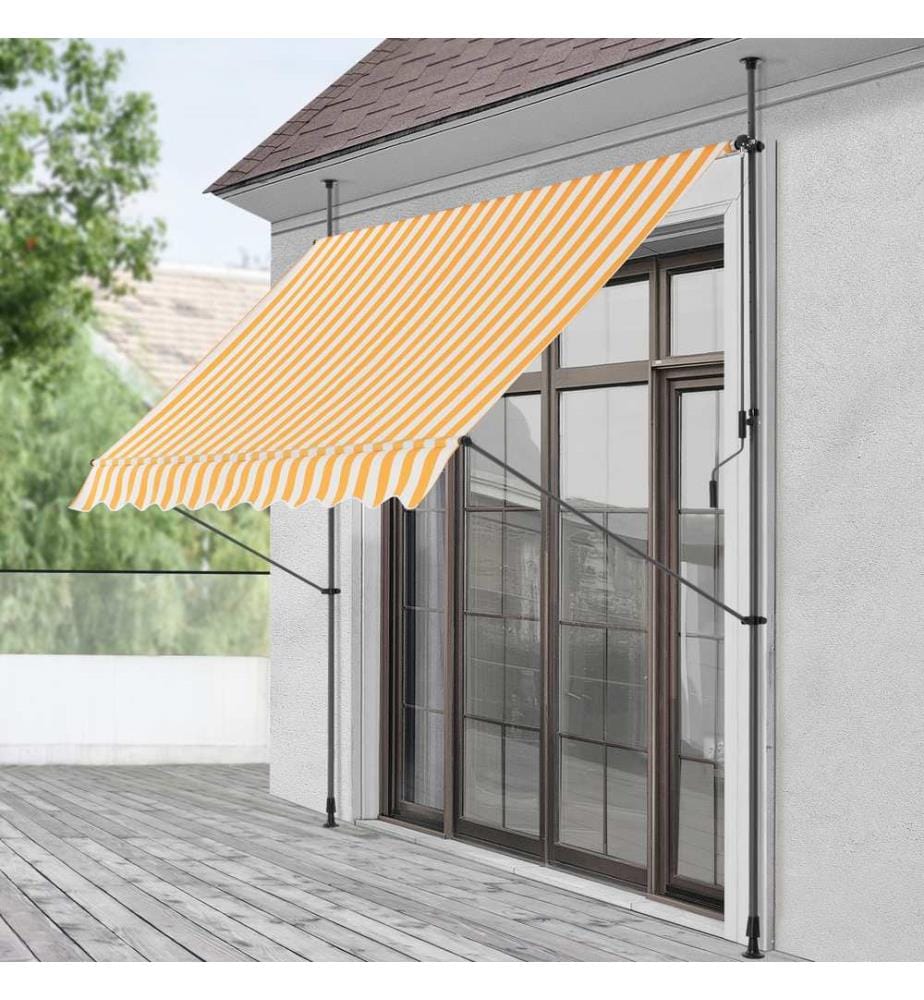 Kle mmmarkise 250x120x200-300 cm sans percer Jaune Blanc