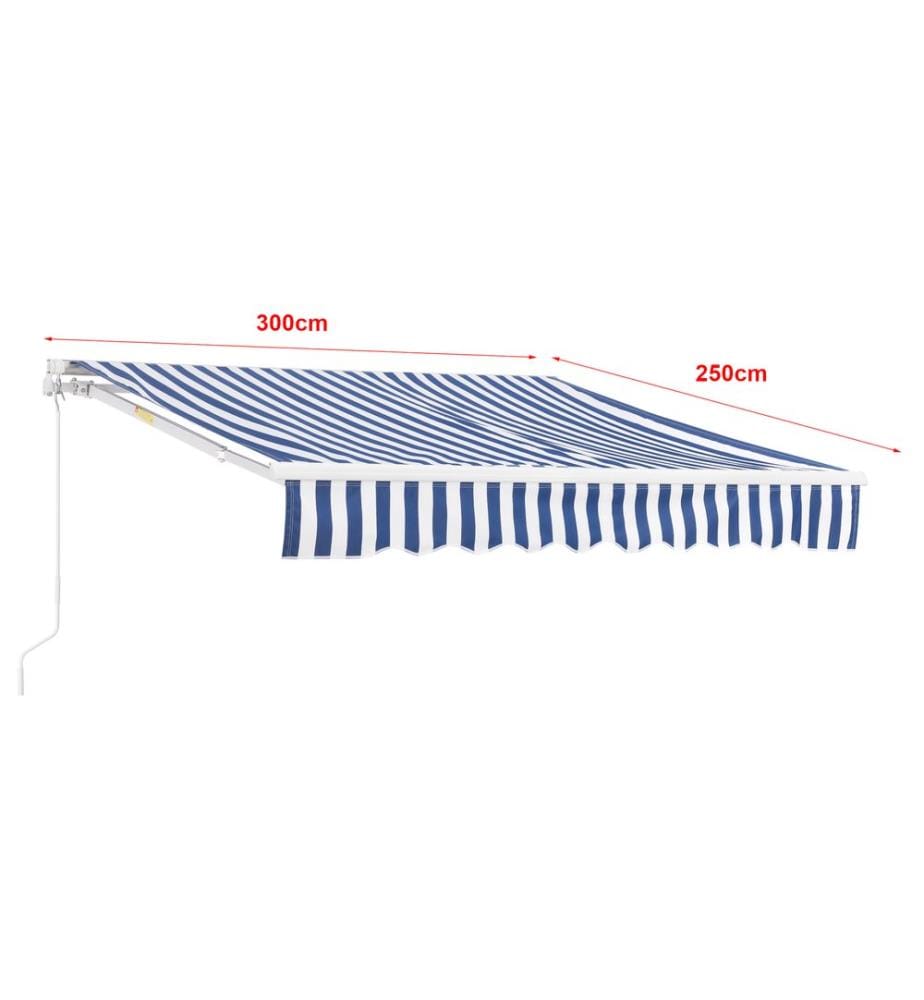 Bitonto 300x250 cm folding awning with hand crank Blue White