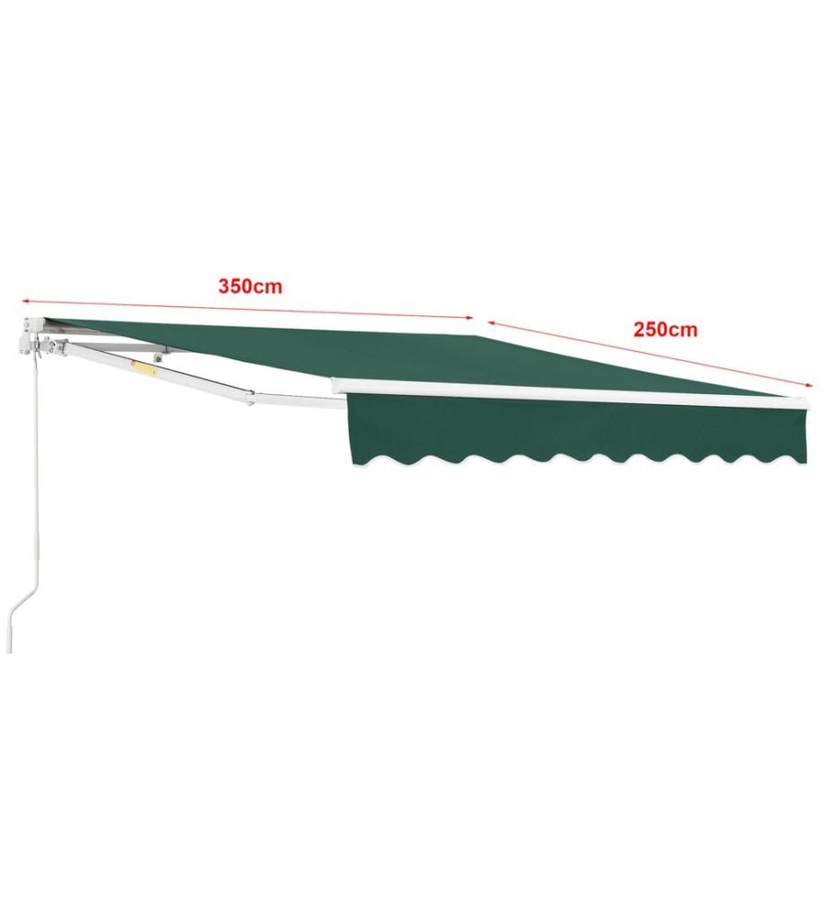 Bitonto 350x250 cm folding awning with hand crank Dark green