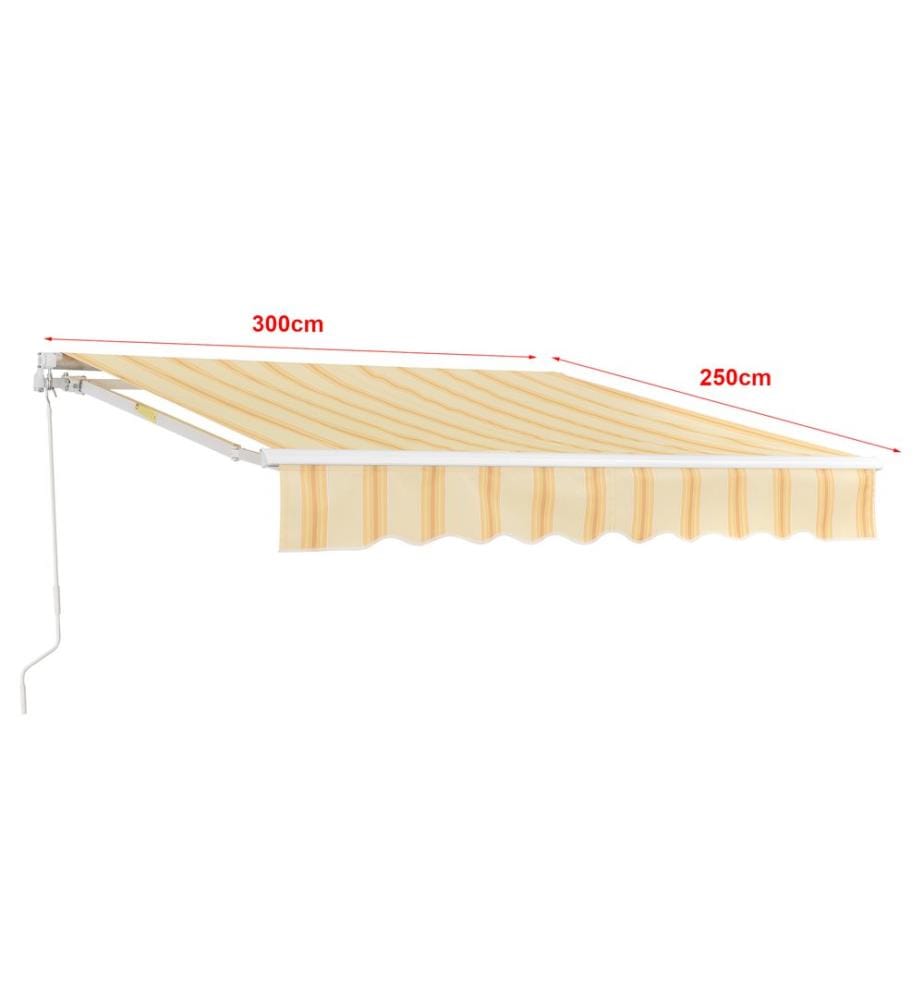 Bitonto 300x250 cm folding awning with hand crank Yellow White