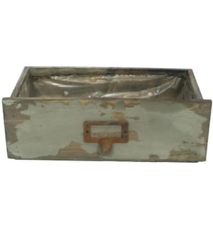 CHALET - Caisse de rangement avec insert 27 x 12,5 x 9 cm, Gris/Vert
