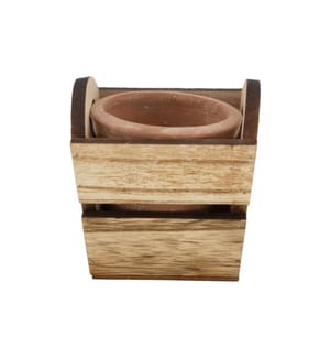 CHALET - Pot de plantes Bois de platane, 9.5 x 9.5 x 9.5 cm