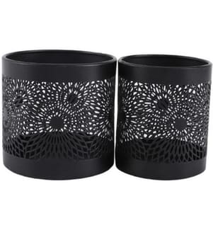 CHALET - Windlicht Oyolo 2-er Set, 10 cm, Schwarz