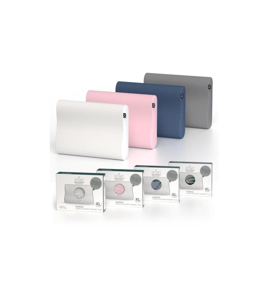 Smartsleep - Taie d'oreiller Ergonomic + XL 60 x 43 x 12 cm, Gris