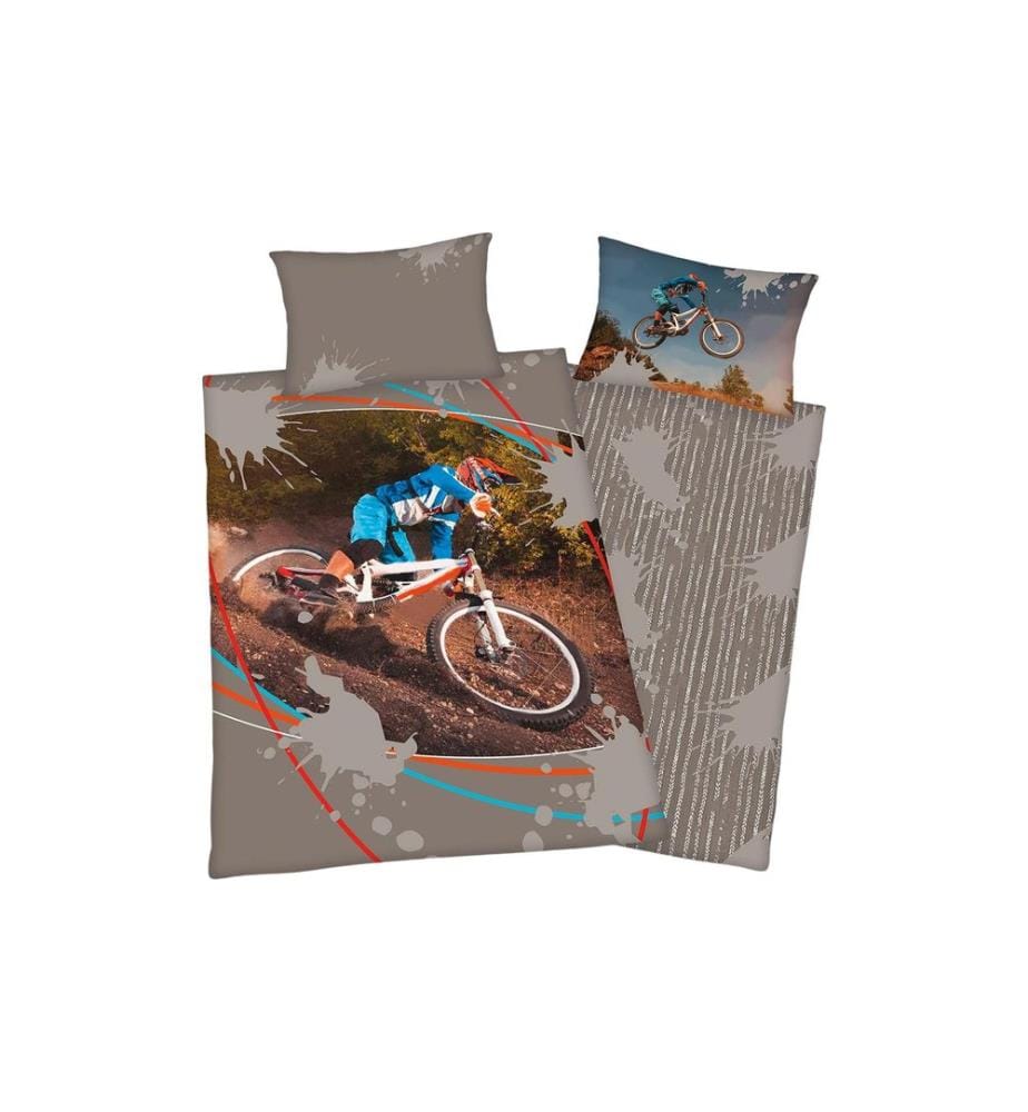 HERDING - Kinderbettwäsche Mountainbike 160 x 210 cm + 65 x 100 cm