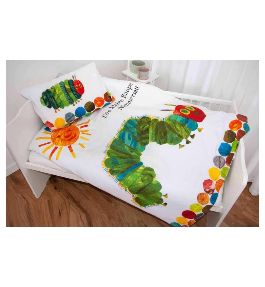 HERDING - Kinderbettwäsche Raupe Nimmersatt 100 x 135 cm + 40 x 60 cm