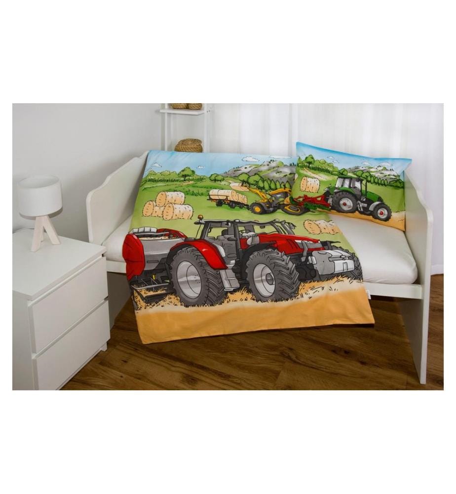 HERDING - Kinderbettwäsche Traktor 100 x 135 cm + 40 x 60 cm