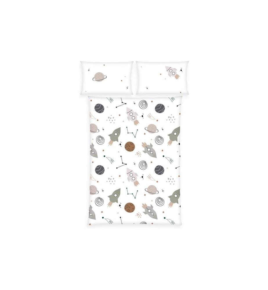 HERDING - Kinderbettwäsche Weltall 100 x 135 cm + 40 x 60 cm