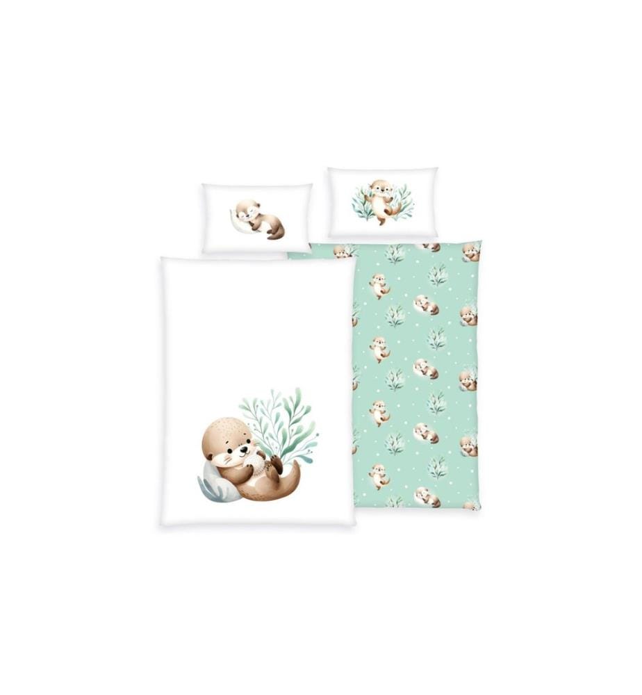 HERDING - Kinderbettwäsche Schnuffel-Otter 100 x 135 cm + 40 x 60 cm