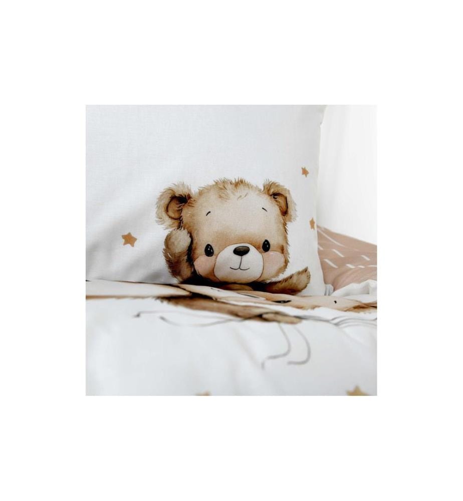 HERDING - Kinderbettwäsche Ballon Teddy 100 x 135 cm + 40 x 60 cm