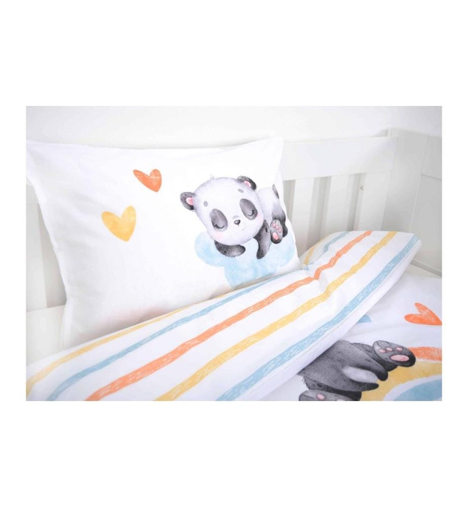 HERDING - Kinderbettwäsche Regenbogen Panda 100 x 135 cm + 40 x 60 cm