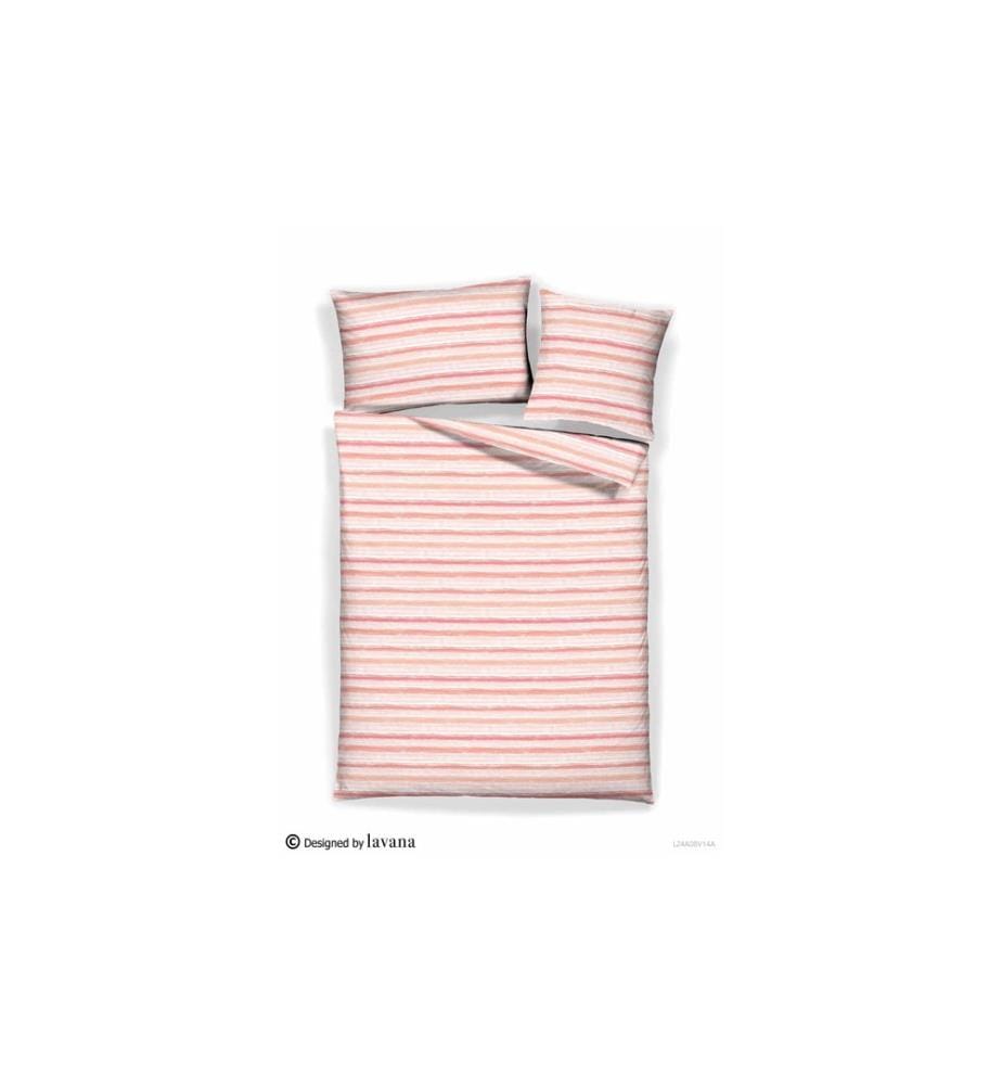Home Fashion Copripiumino Seersucker stampato Stripe Rosa 160 x 210 cm