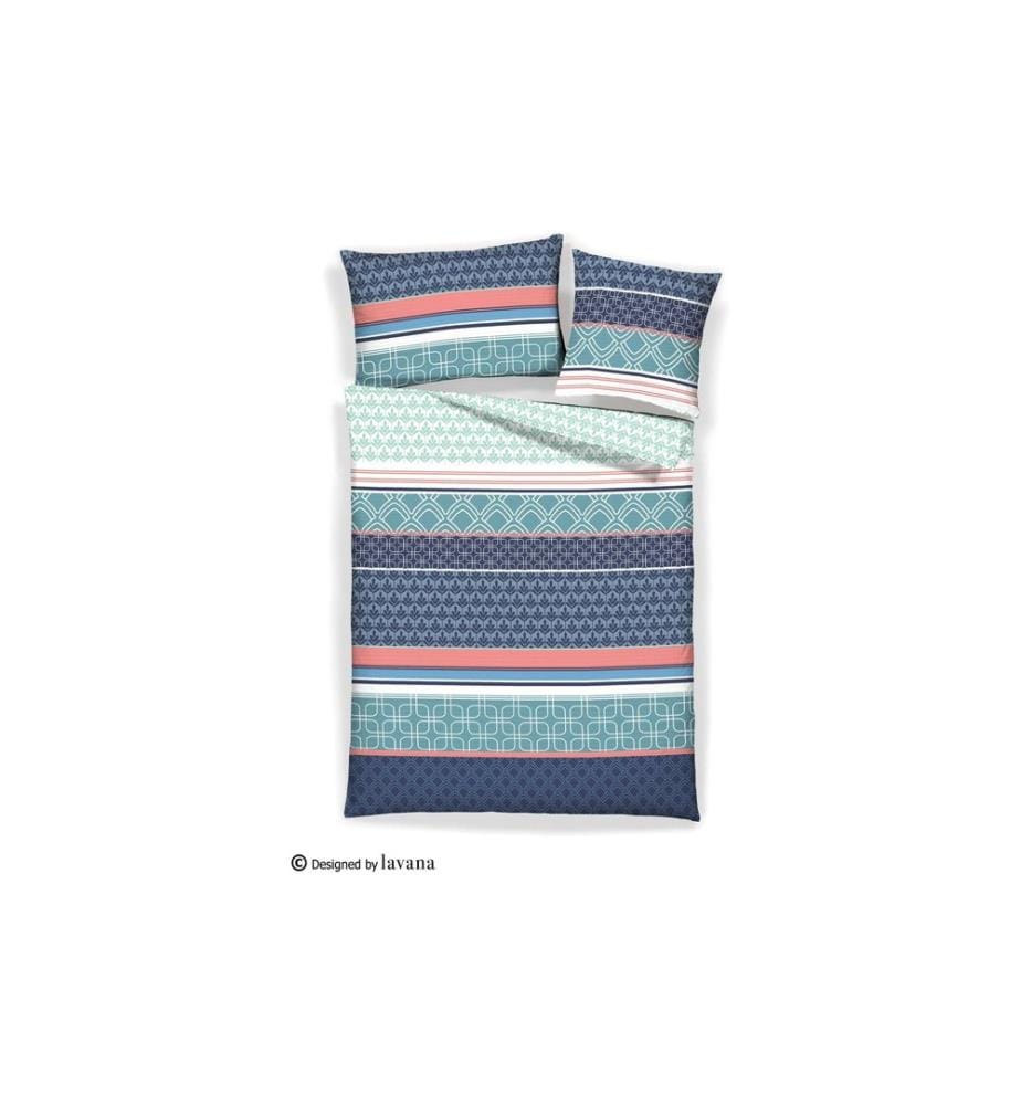Home Fashion Copripiumino Seersucker stampato Ramone blu 160 x 210 cm