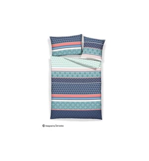 Home Fashion Housse de duvet Seersucker imprimé Ramone bleu 160 x 210 cm