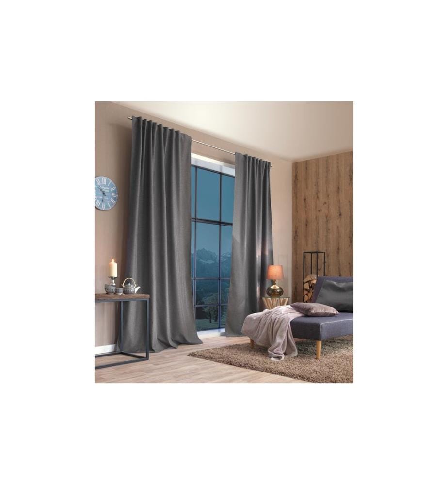 STOTZ - Decor AG Rideaux opaques avec galons autoplissants Samedan 135 cm x 145 cm, Gris
