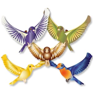 Oiseaux d'automne magnétiques 5 pcs.