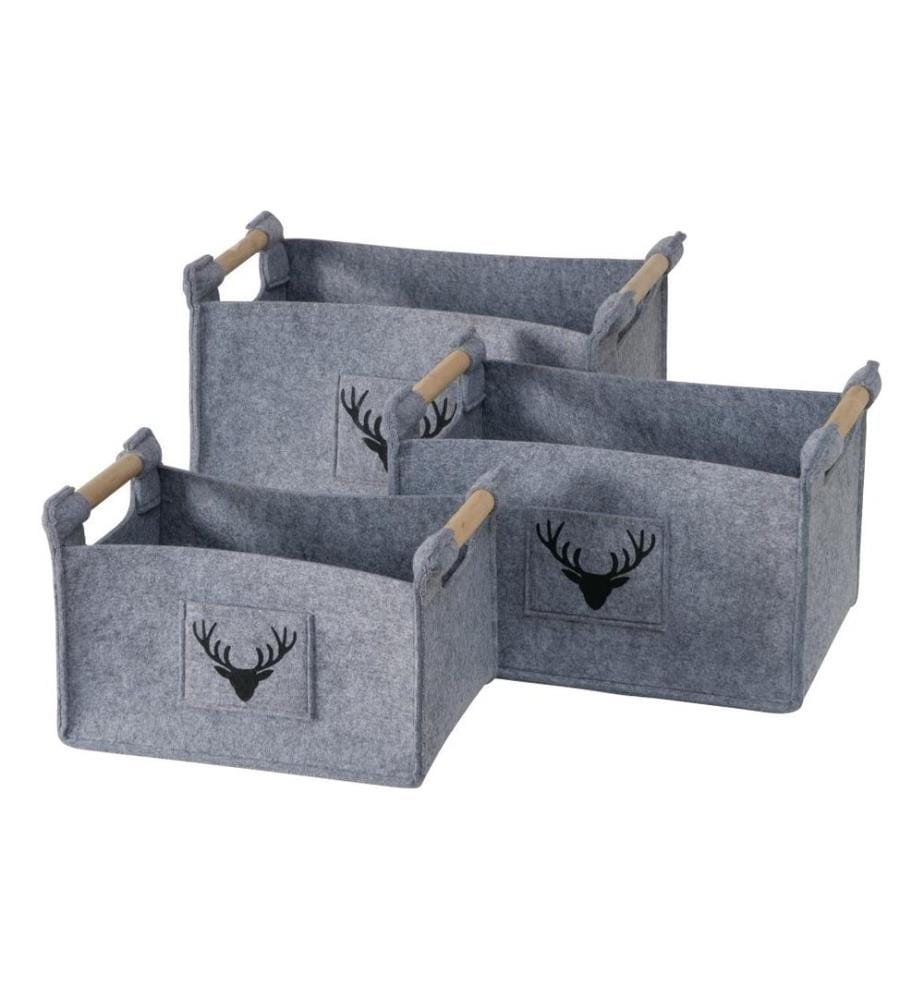 BOLTZE - Aufbewahrungskorb Karly 3er Set, Grau