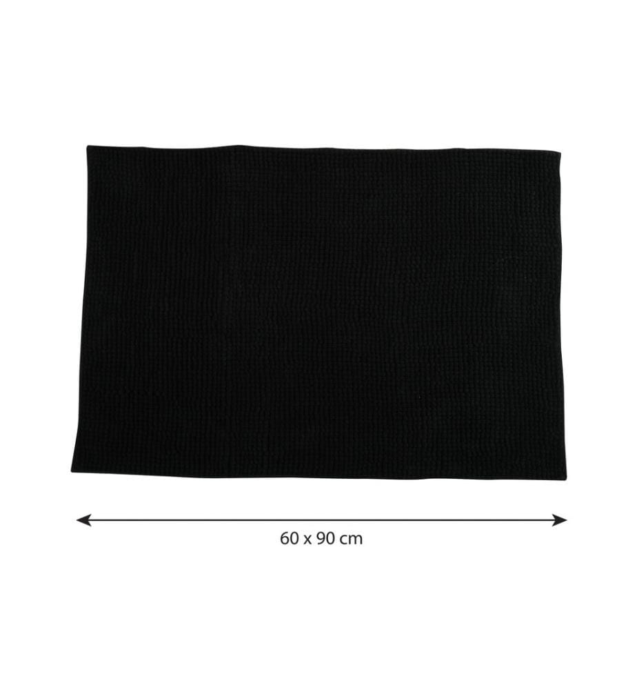 MSV - Badteppich Chenille 60 x 90 cm, Schwarz