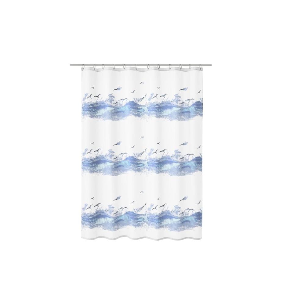 KLEINE WOLKE - Duschvorhang Seaside 180 x 200 cm, Blau/Weiss