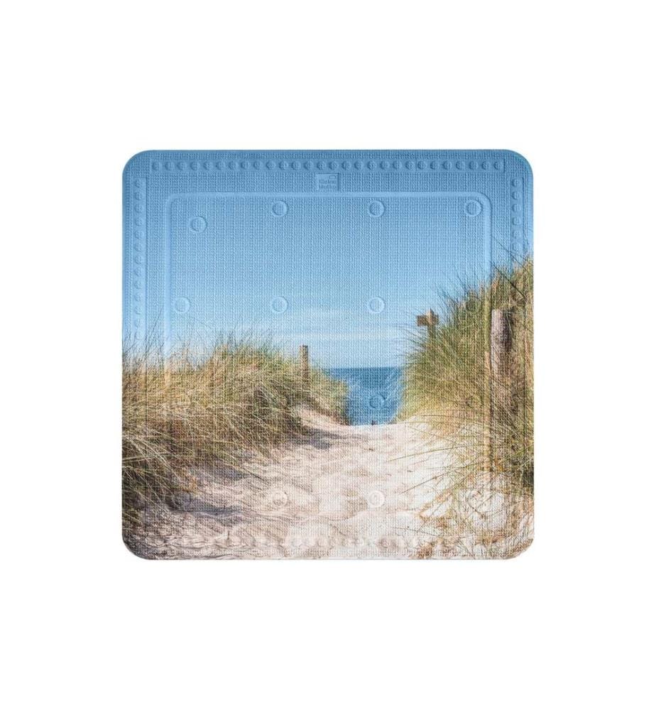 KLEINE WOLKE - Tapis de douche Borkum Beige/Vert/Bleu clair