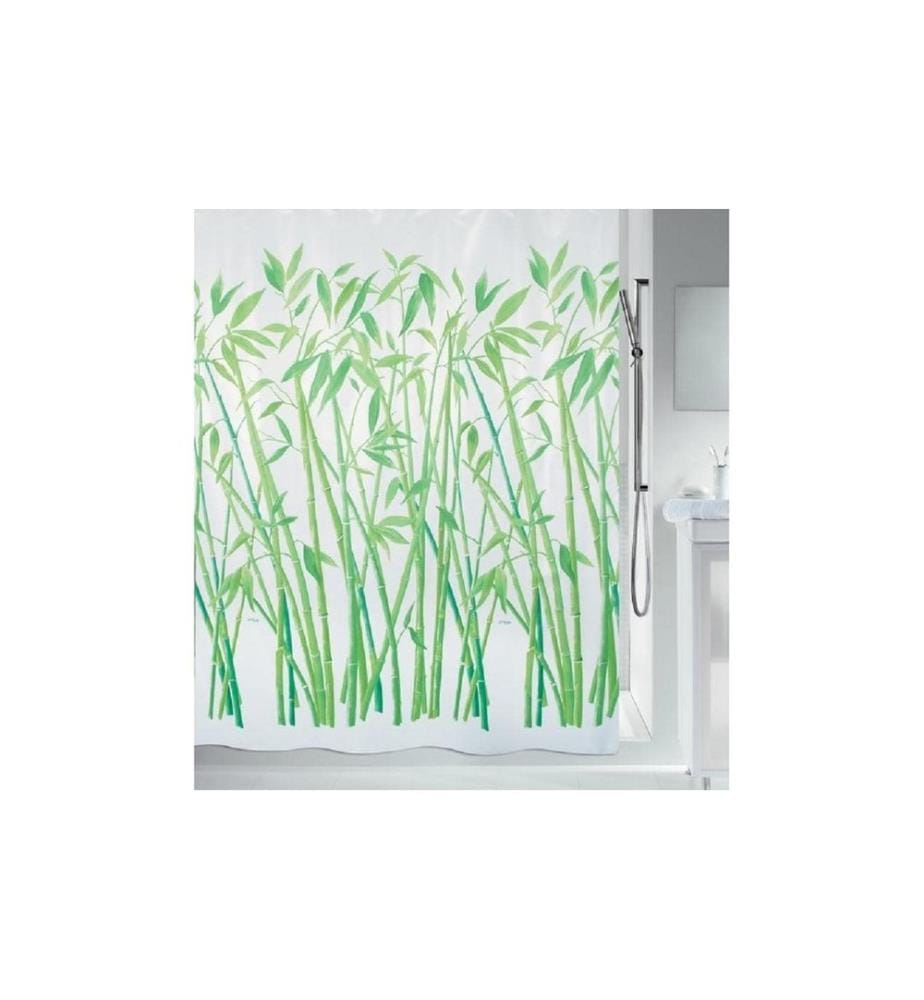 SPIRELLA - Duschvorhang Bambus 180 x 180 cm, Grün/Weiss