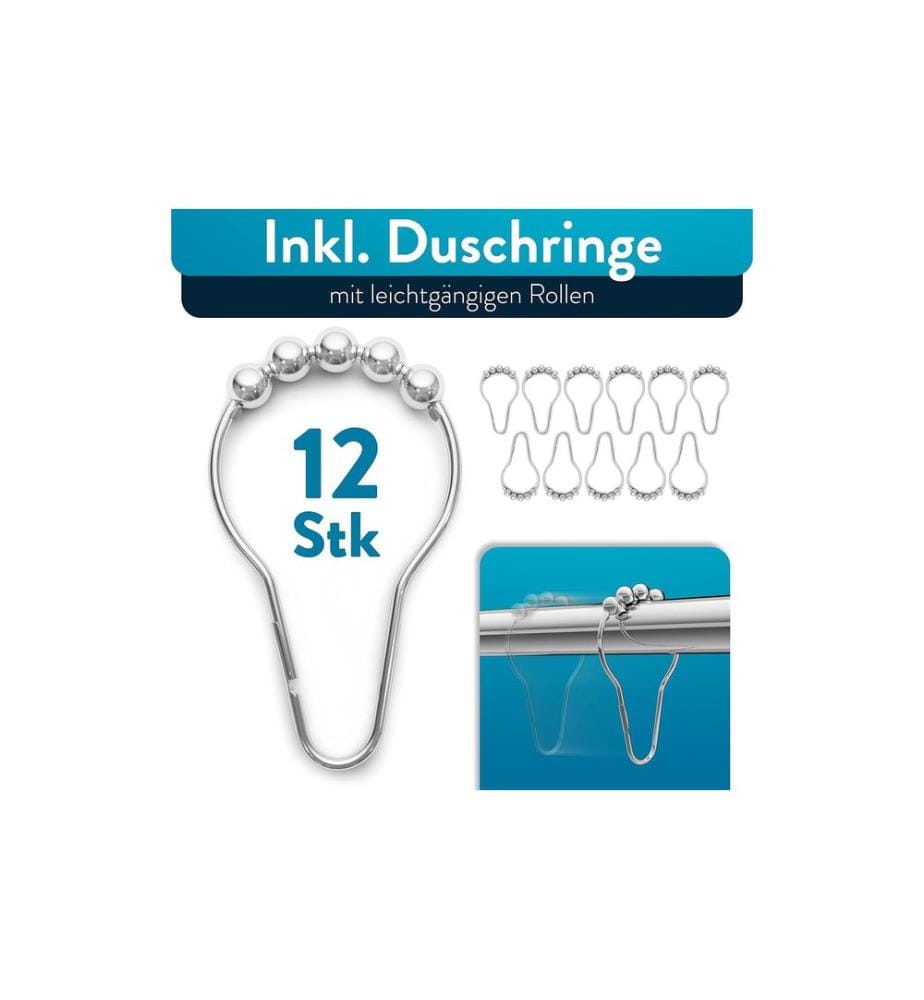 Benkstein - Duschvorhangstange 6 x 124.5 cm, Silber