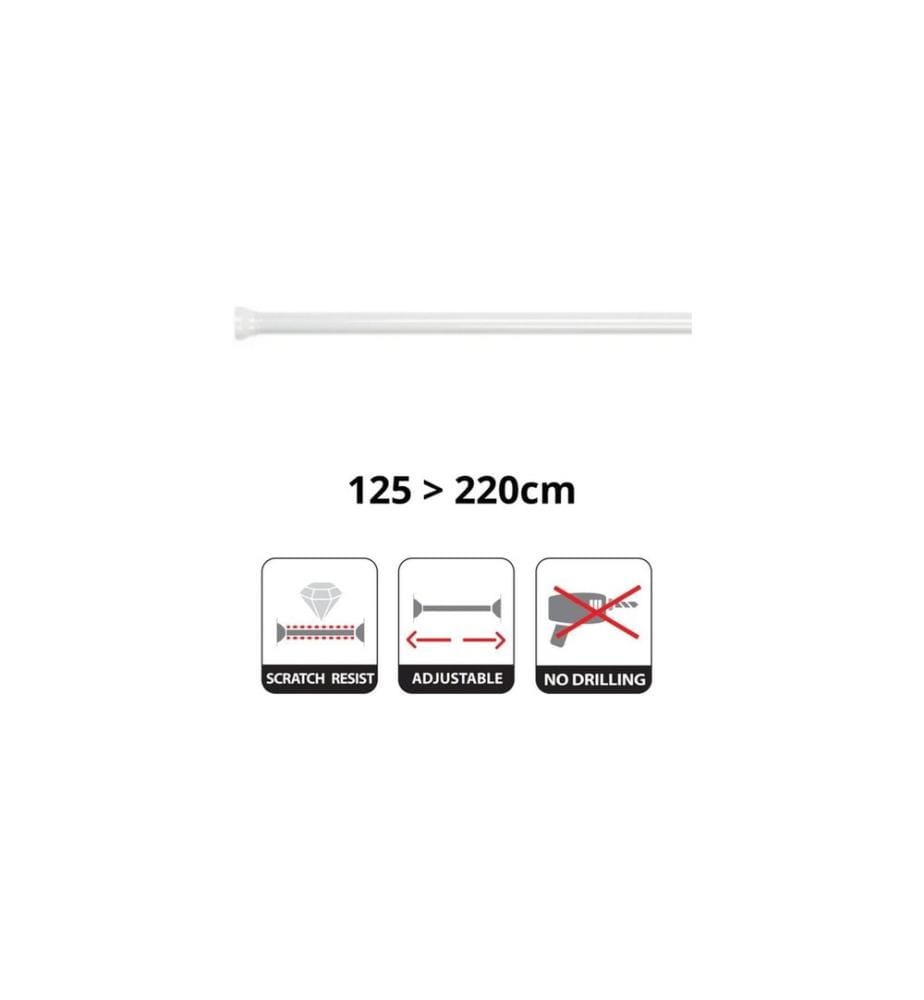 SPIRELLA - Tringle pour rideau de douche Kreta 125/220 x 3.5 cm, Blanc