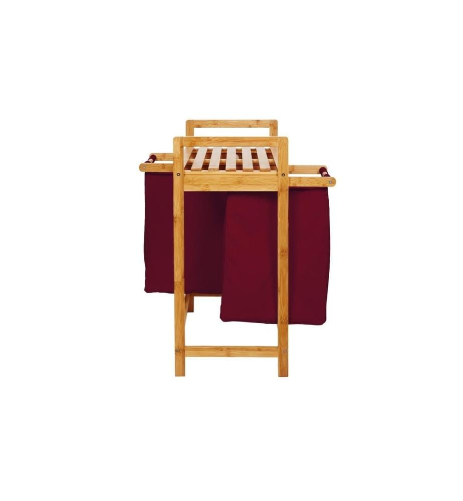 Lumaland - Wäschekorb  Bambus 60 l, Dunkelrot/Braun
