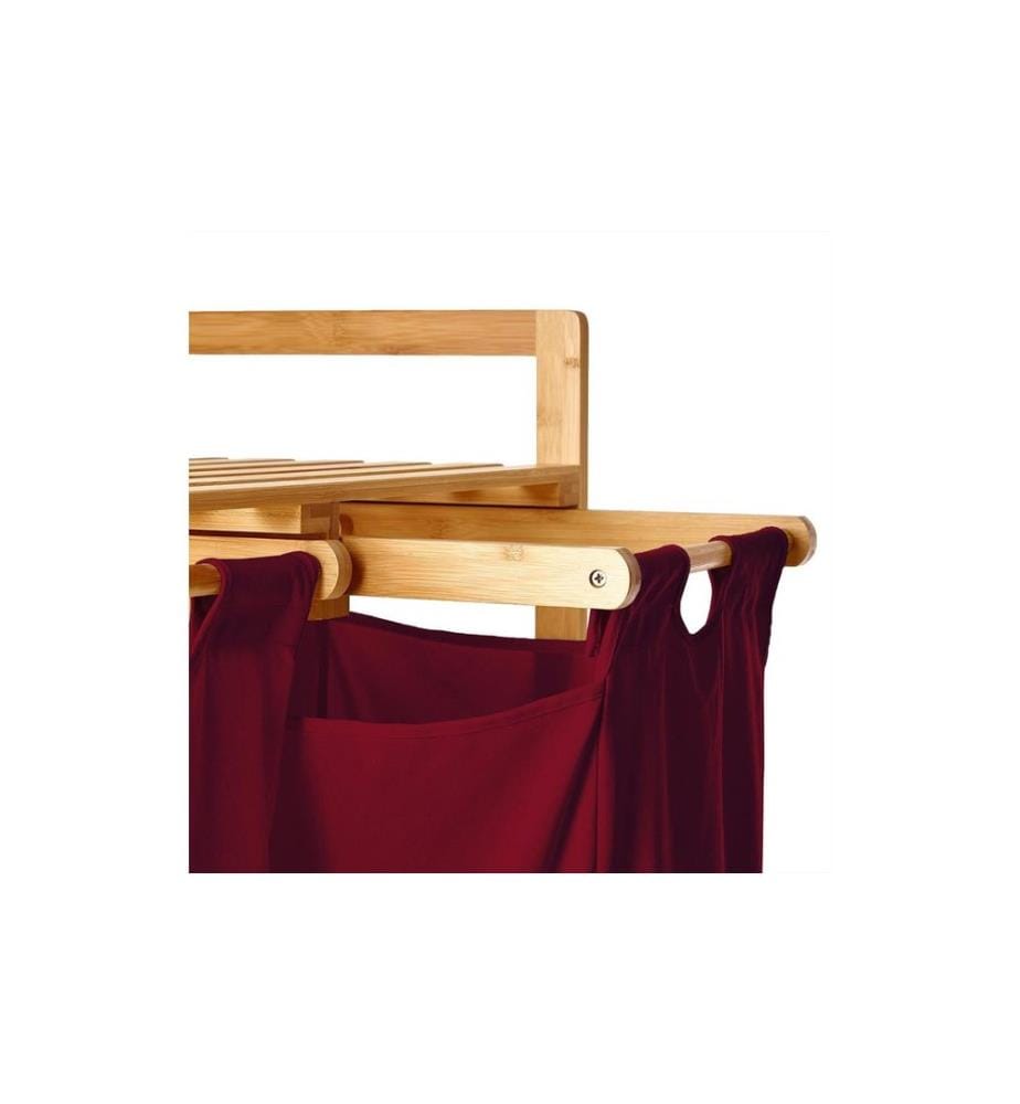 Lumaland - Wäschekorb  Bambus 60 l, Dunkelrot/Braun