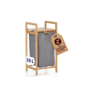 Lumaland - Wäschekorb  Bambus 30 l, Braun/Dunkelgrau